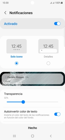 Pulsa los ajustes deseados para activarlos o desactivarlos.