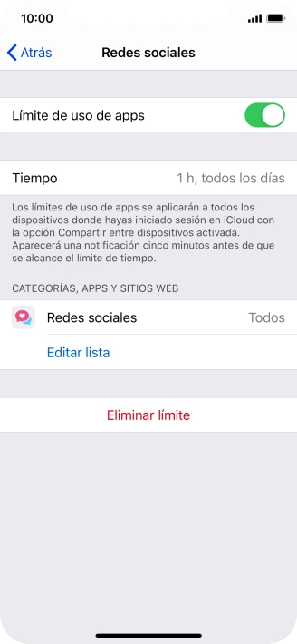 Pulsa Eliminar límite.