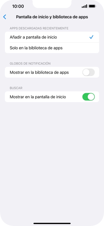 Para añadir nuevas apps descargadas a la pantalla de inicio y a la biblioteca de apps, pulsa Añadir a pantalla de inicio.