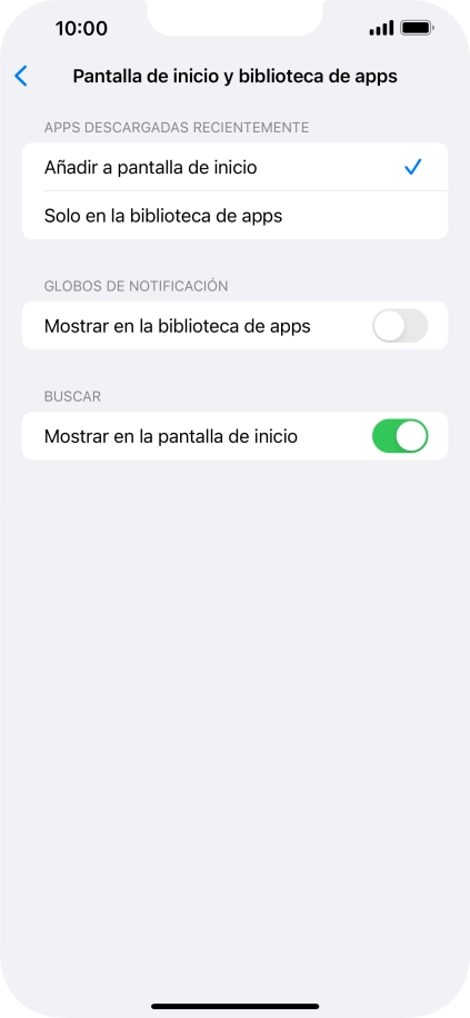 Para añadir nuevas apps descargadas a la pantalla de inicio y a la biblioteca de apps, pulsa Añadir a pantalla de inicio.