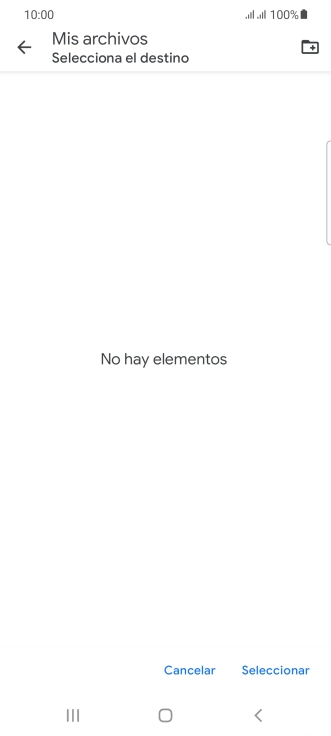 Si deseas crear una nueva carpeta, pulsa el icono de nueva carpeta y sigue las indicaciones de la pantalla para crearla.