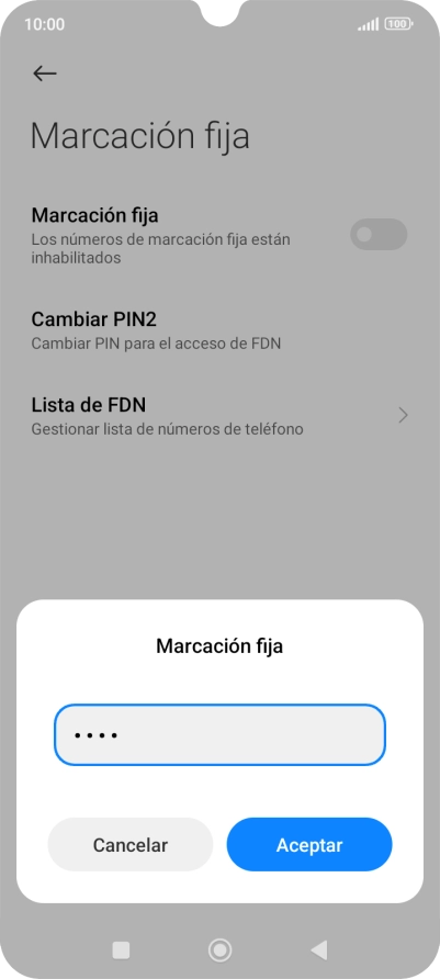 Introduce el código PIN2 y pulsa Aceptar.