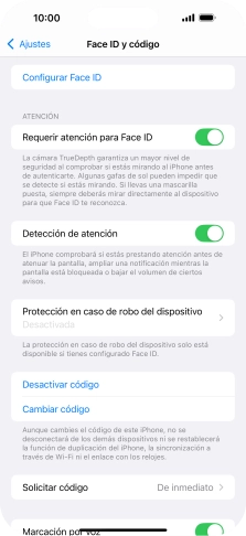 Pulsa Desactivar código e introduce el código de seguridad.