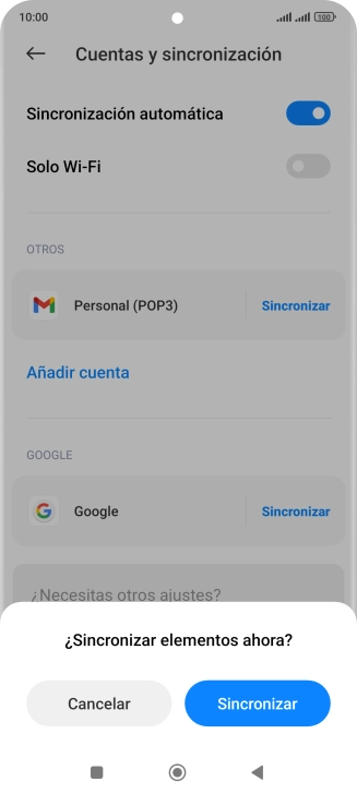 Si activas la función, pulsa Sincronizar.