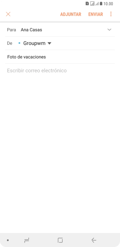 Pulsa en el campo de escritura  y escribe el texto del correo electrónico.