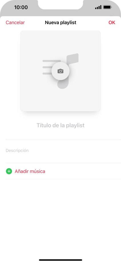Pulsa en el campo de escritura e introduce el nombre de la lista de reproducción.