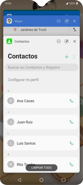Para cerrar una sola aplicación en ejecución, desliza el dedo hacia la derecha sobre la aplicación deseada.