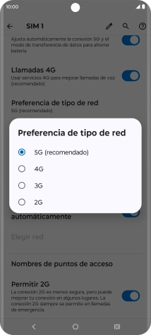 Pulsa el tipo de red deseado.