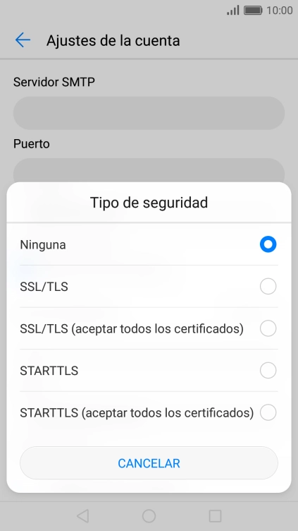Pulsa Ninguna para desactivar la función.