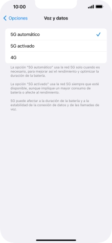 Si deseas activar el cambio automático entre una red 5G y 4G, pulsa 5G automático.