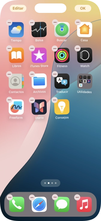Pulsa el icono de página de pantalla de inicio.