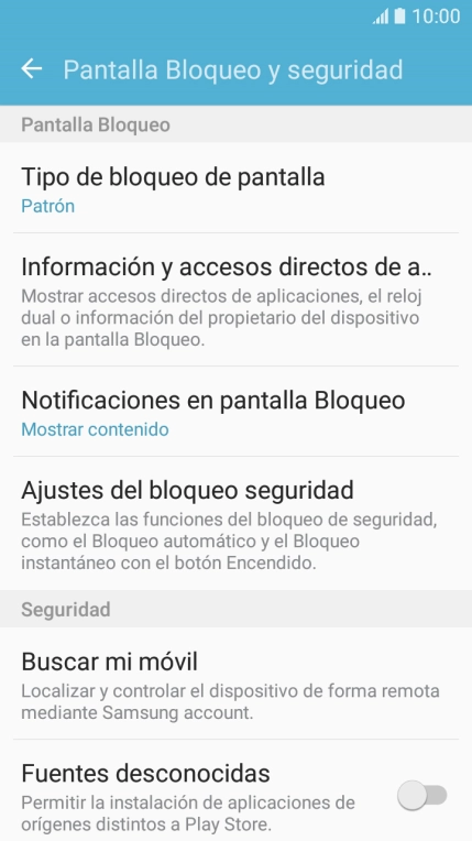 Pulsa Tipo de bloqueo de pantalla e introduce el código de seguridad actual.