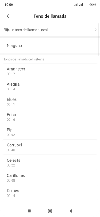 Pulsa Elija un tono de llamada local.