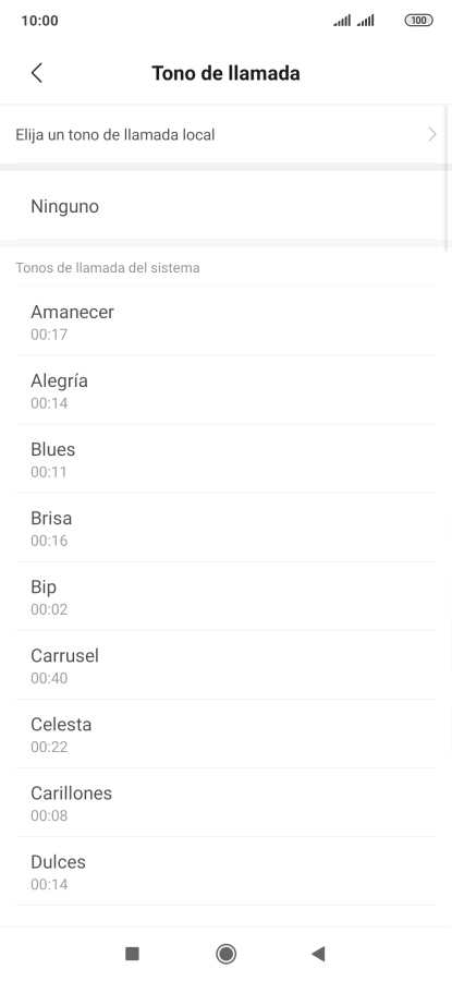 Pulsa Elija un tono de llamada local.
