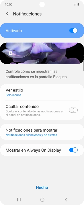 Pulsa los ajustes deseados para activarlos o desactivarlos.