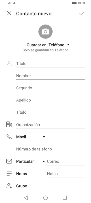 Pulsa Nombre e introduce el nombre deseado.