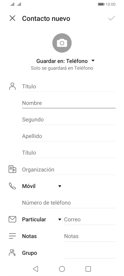 Pulsa Nombre e introduce el nombre deseado.