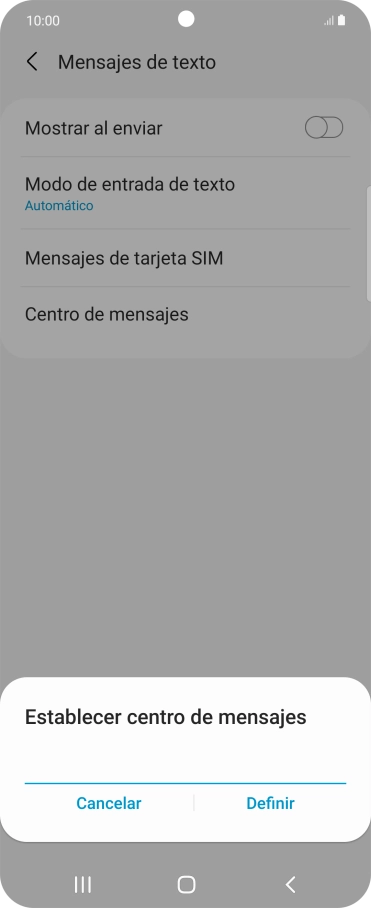 Introduce +34607003110 y pulsa Definir.