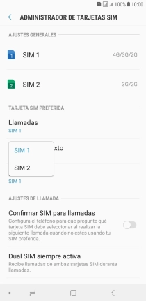 Pulsa la tarjeta SIM deseada.