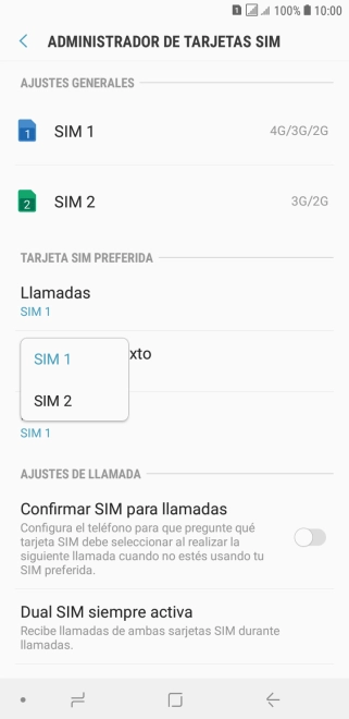 Pulsa la tarjeta SIM deseada.