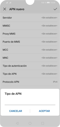 Introduce default y pulsa ACEPTAR.