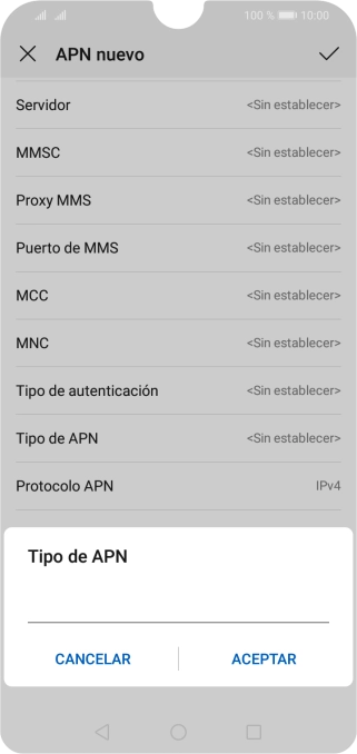 Introduce default y pulsa ACEPTAR.