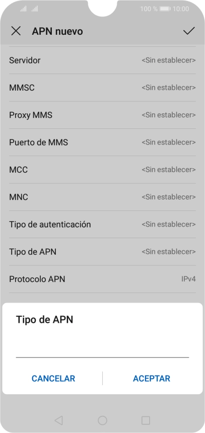 Introduce default y pulsa ACEPTAR.