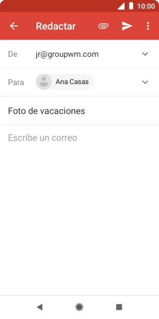 Pulsa en el campo de escritura  y escribe el texto del correo electrónico.