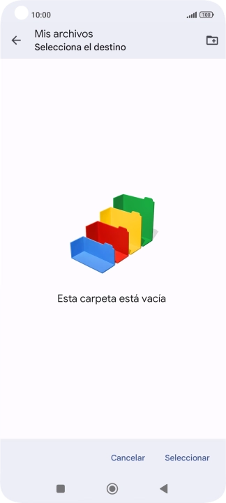 Si deseas crear una nueva carpeta, pulsa el icono de nueva carpeta y sigue las indicaciones de la pantalla para crearla.