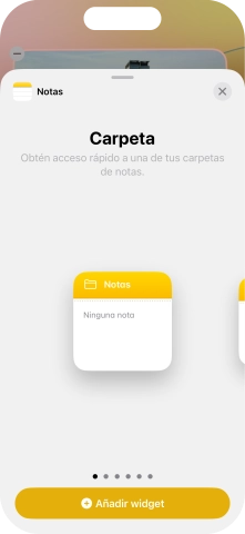 Desliza el dedo hacia la derecha o hacia la izquierda por la pantalla para seleccionar el tamaño de widget deseado.