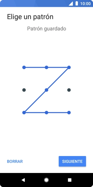 Desliza el dedo por la pantalla para unir por lo menos cuatro puntos y pulsa SIGUIENTE.