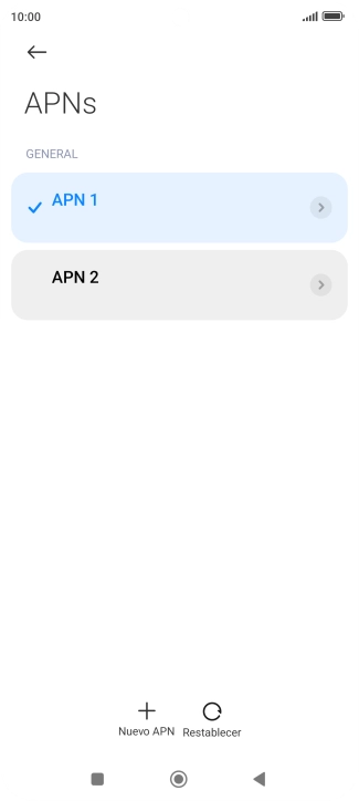 Pulsa la conexión de datos deseada para activarla.