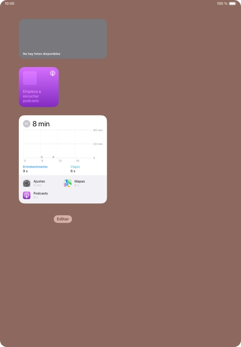 Pulsa el grupo de widgets deseado durante unos instantes.