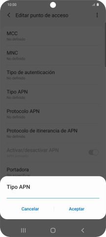 Introduce default y pulsa Aceptar.
