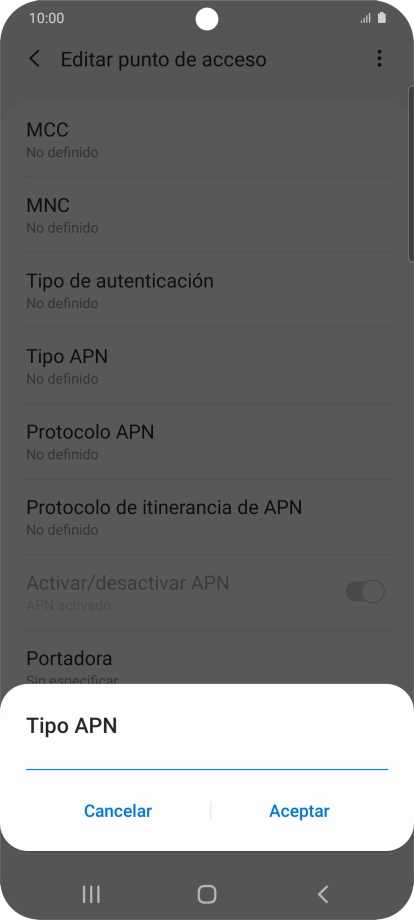 Introduce default y pulsa Aceptar.