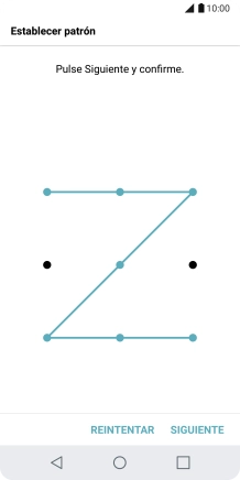 Desliza el dedo por la pantalla para unir por lo menos cuatro puntos y pulsa SIGUIENTE.