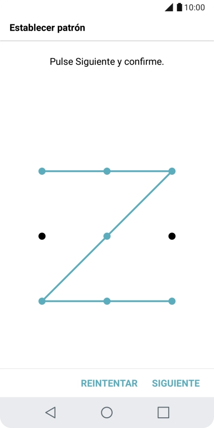 Desliza el dedo por la pantalla para unir por lo menos cuatro puntos y pulsa SIGUIENTE.