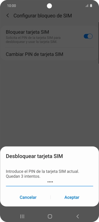 Introduce tu código PIN y pulsa Aceptar.