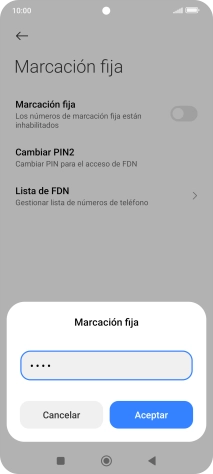 Introduce el código PIN2 y pulsa Aceptar.