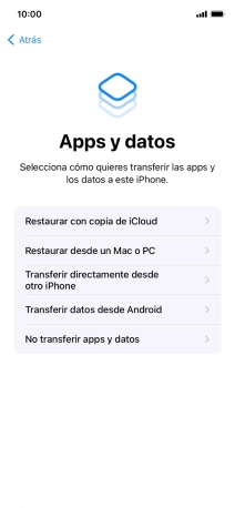 Pulsa No transferir apps y datos y sigue las indicaciones de la pantalla para finalizar la activación del teléfono.