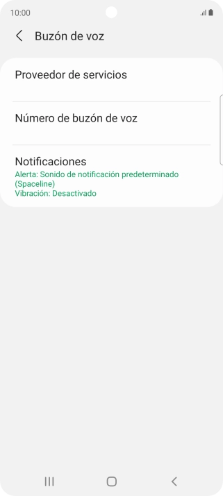 Pulsa Número de buzón de voz.
