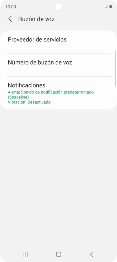 Pulsa Número de buzón de voz.