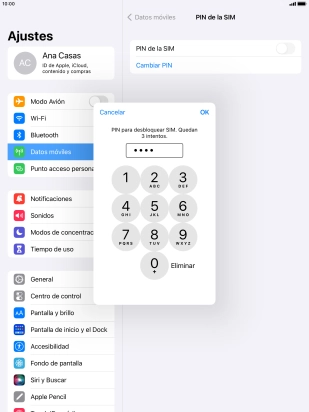 Introduce tu código PIN y pulsa OK.