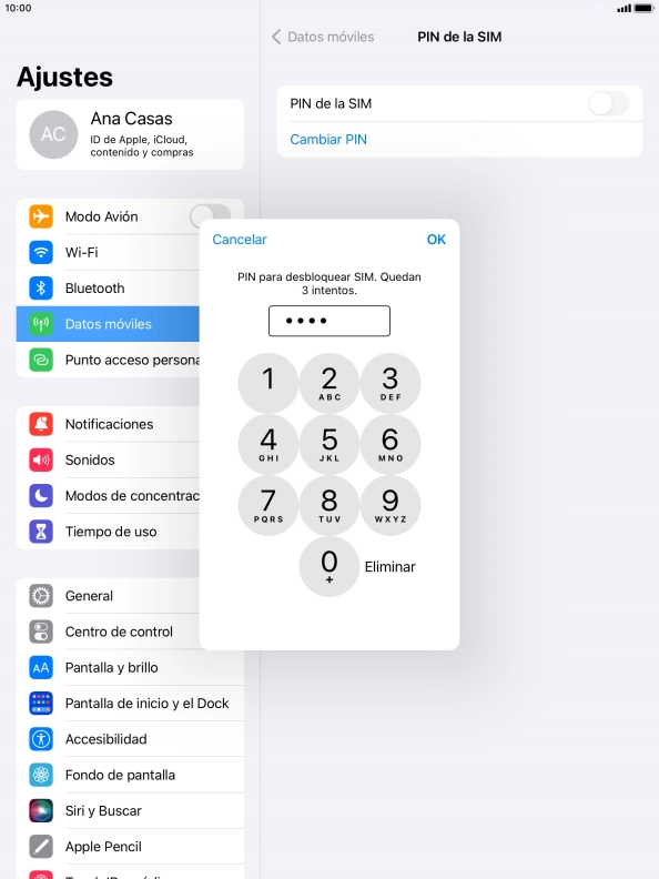 Introduce tu código PIN y pulsa OK.
