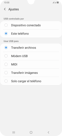 Pulsa Transferir archivos para activar la función.