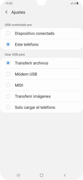 Pulsa Transferir archivos para activar la función.