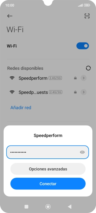 Introduce la contraseña de la red wifi y pulsa Conectar.