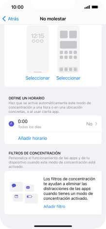 Pulsa Añadir horario y sigue las indicaciones de la pantalla para seleccionar los ajustes de la activación automática de No molestar.