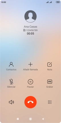 Pulsa el icono de finalizar llamada.