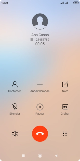 Pulsa el icono de finalizar llamada.